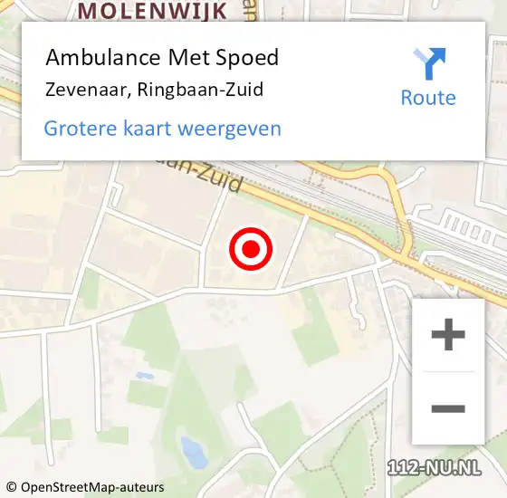 Locatie op kaart van de 112 melding: Ambulance Met Spoed Naar Zevenaar, Ringbaan-Zuid op 30 november 2022 15:13