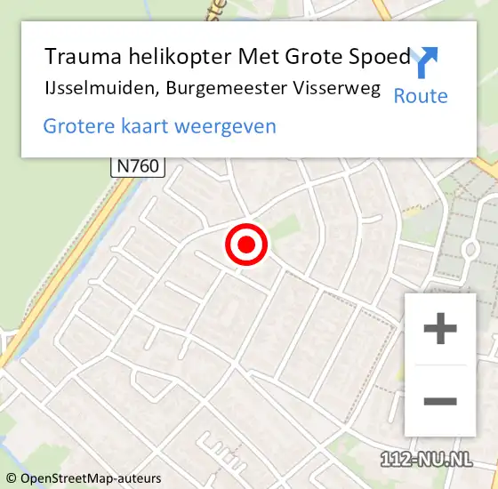 Locatie op kaart van de 112 melding: Trauma helikopter Met Grote Spoed Naar IJsselmuiden, Burgemeester Visserweg op 30 november 2022 15:35