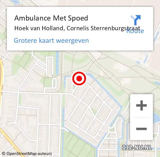 Locatie op kaart van de 112 melding: Ambulance Met Spoed Naar Hoek van Holland, Cornelis Sterrenburgstraat op 30 november 2022 15:37