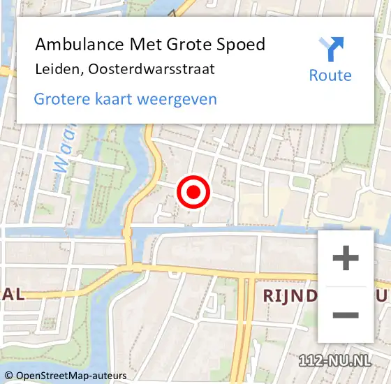 Locatie op kaart van de 112 melding: Ambulance Met Grote Spoed Naar Leiden, Oosterdwarsstraat op 30 november 2022 15:45