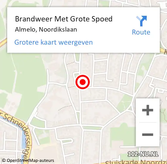 Locatie op kaart van de 112 melding: Brandweer Met Grote Spoed Naar Almelo, Noordikslaan op 30 november 2022 15:50