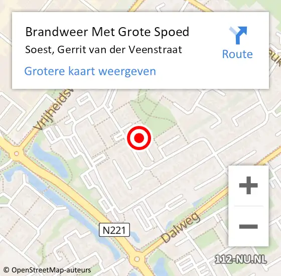 Locatie op kaart van de 112 melding: Brandweer Met Grote Spoed Naar Soest, Gerrit van der Veenstraat op 30 november 2022 15:51