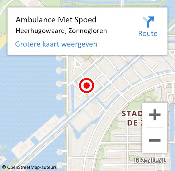 Locatie op kaart van de 112 melding: Ambulance Met Spoed Naar Heerhugowaard, Zonnegloren op 30 november 2022 15:52