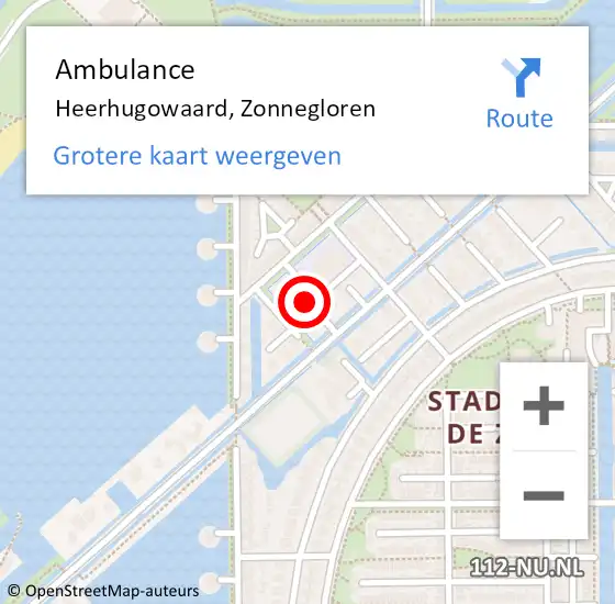 Locatie op kaart van de 112 melding: Ambulance Heerhugowaard, Zonnegloren op 30 november 2022 15:54