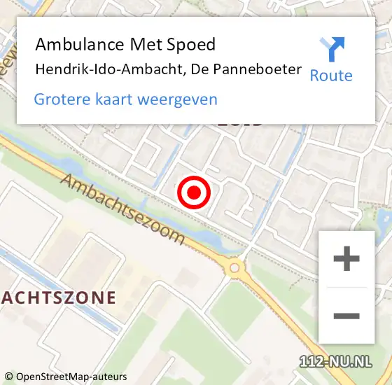 Locatie op kaart van de 112 melding: Ambulance Met Spoed Naar Hendrik-Ido-Ambacht, De Panneboeter op 30 november 2022 16:04