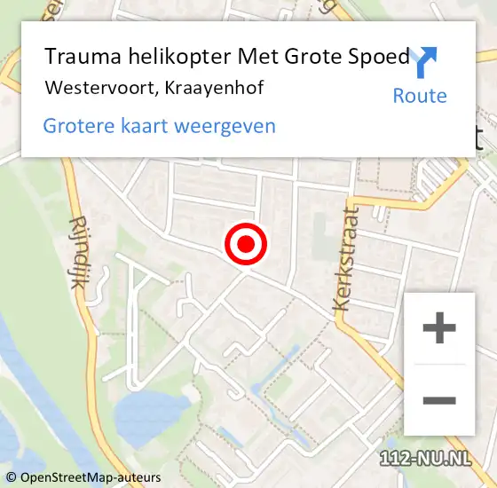 Locatie op kaart van de 112 melding: Trauma helikopter Met Grote Spoed Naar Westervoort, Kraayenhof op 30 november 2022 16:05