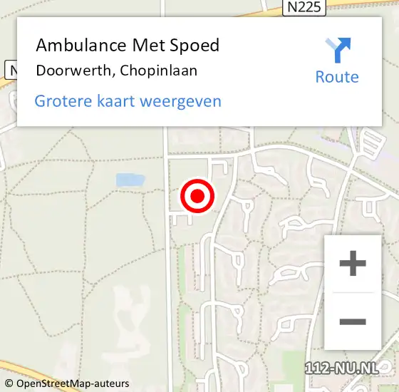 Locatie op kaart van de 112 melding: Ambulance Met Spoed Naar Doorwerth, Chopinlaan op 30 november 2022 16:13