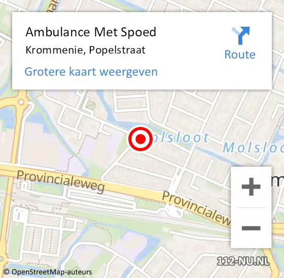 Locatie op kaart van de 112 melding: Ambulance Met Spoed Naar Krommenie, Popelstraat op 30 november 2022 16:21