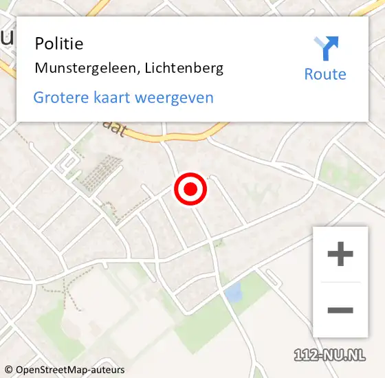 Locatie op kaart van de 112 melding: Politie Munstergeleen, Lichtenberg op 30 november 2022 16:25