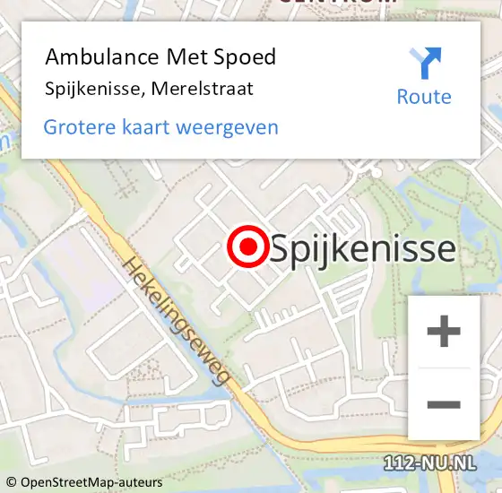 Locatie op kaart van de 112 melding: Ambulance Met Spoed Naar Spijkenisse, Merelstraat op 30 november 2022 16:26