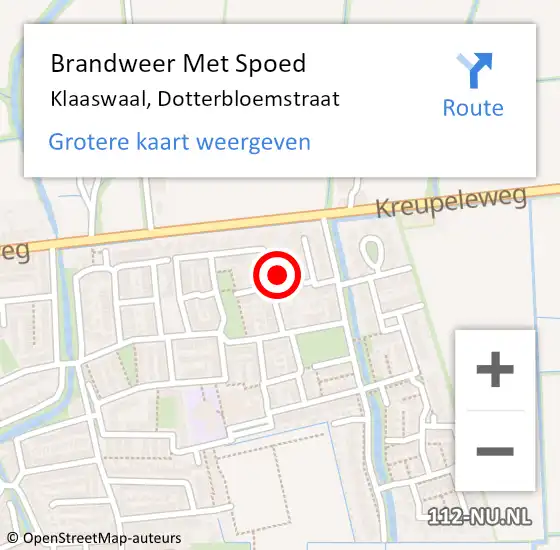 Locatie op kaart van de 112 melding: Brandweer Met Spoed Naar Klaaswaal, Dotterbloemstraat op 30 november 2022 16:29