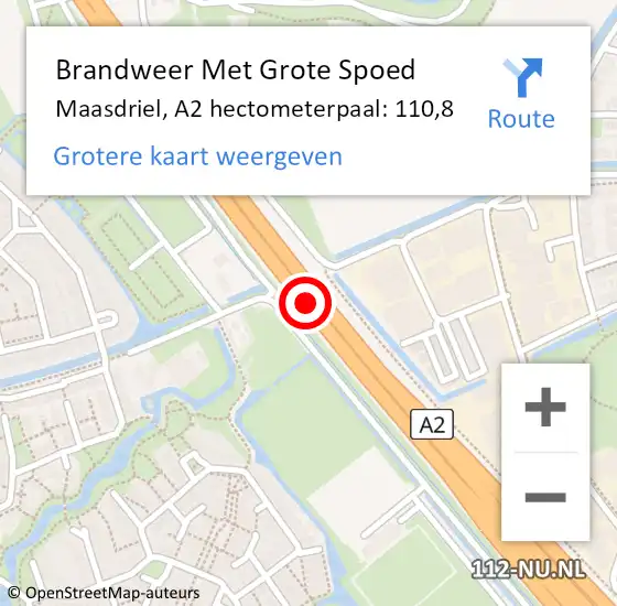 Locatie op kaart van de 112 melding: Brandweer Met Grote Spoed Naar Maasdriel, A2 hectometerpaal: 110,8 op 30 november 2022 16:34