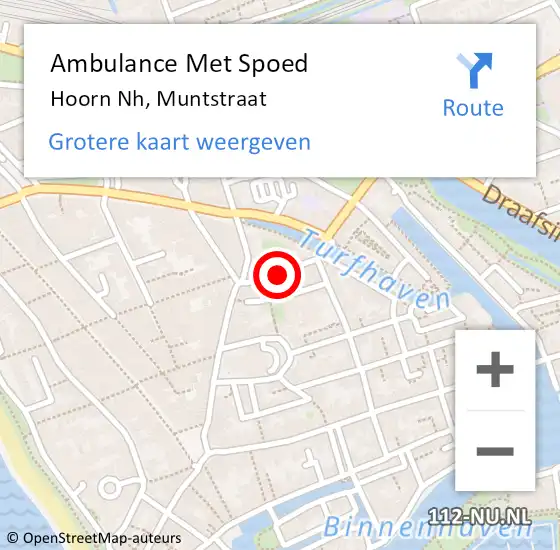 Locatie op kaart van de 112 melding: Ambulance Met Spoed Naar Hoorn, Muntstraat op 30 november 2022 17:16