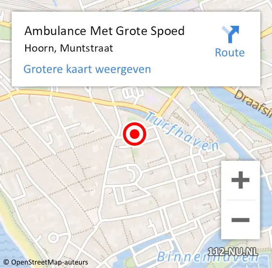 Locatie op kaart van de 112 melding: Ambulance Met Grote Spoed Naar Hoorn, Muntstraat op 30 november 2022 17:18