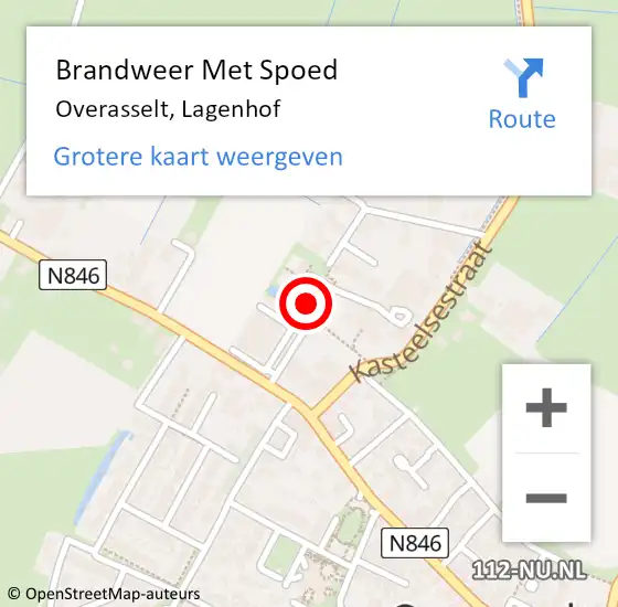 Locatie op kaart van de 112 melding: Brandweer Met Spoed Naar Overasselt, Lagenhof op 30 november 2022 17:23