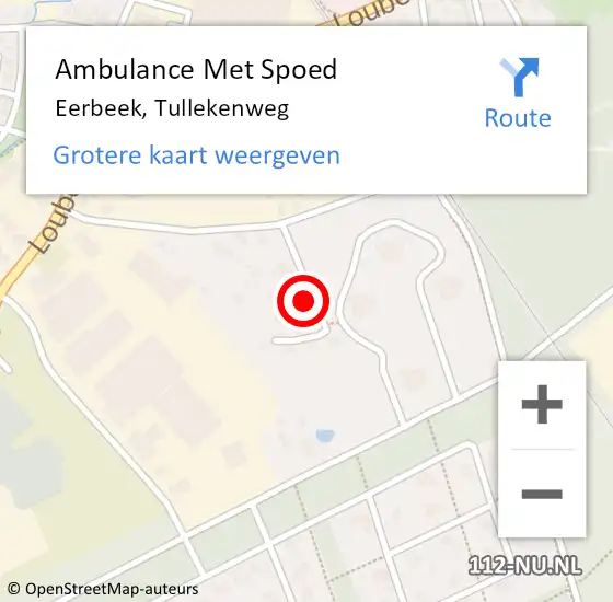 Locatie op kaart van de 112 melding: Ambulance Met Spoed Naar Eerbeek, Tullekenweg op 30 november 2022 17:44