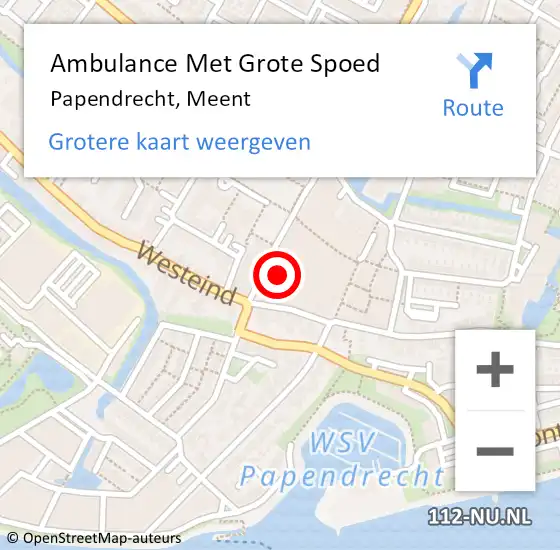 Locatie op kaart van de 112 melding: Ambulance Met Grote Spoed Naar Papendrecht, Meent op 30 november 2022 18:17