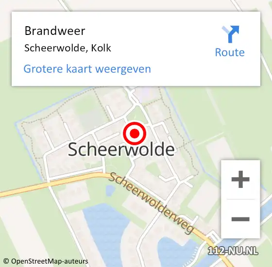 Locatie op kaart van de 112 melding: Brandweer Scheerwolde, Kolk op 30 november 2022 18:28