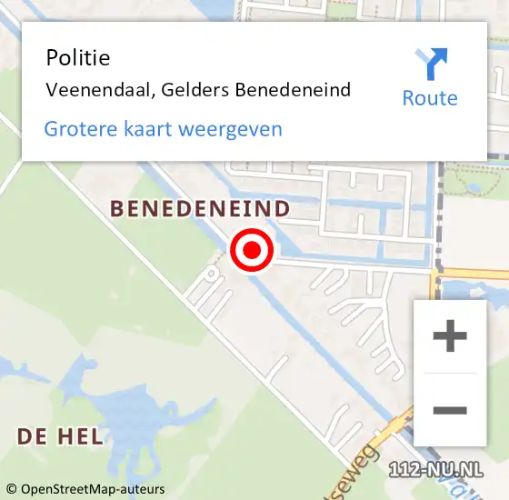 Locatie op kaart van de 112 melding: Politie Veenendaal, Gelders Benedeneind op 30 november 2022 18:35