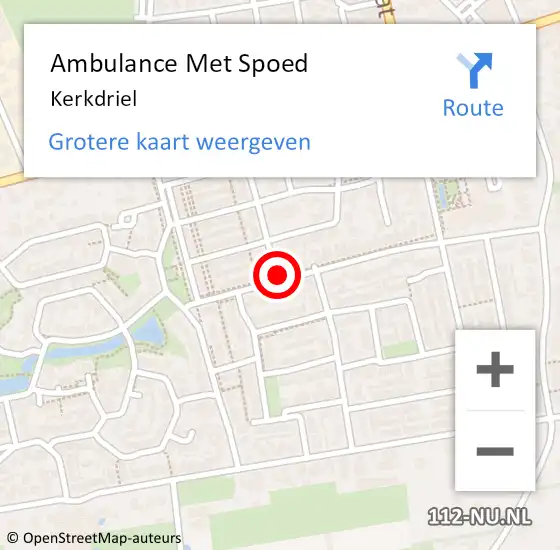 Locatie op kaart van de 112 melding: Ambulance Met Spoed Naar Kerkdriel op 30 november 2022 18:54