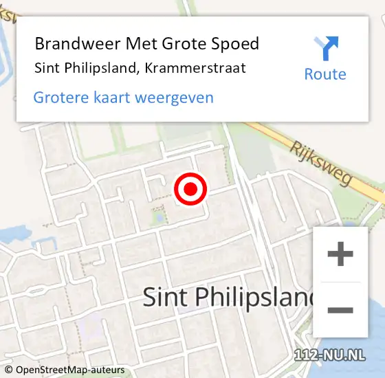 Locatie op kaart van de 112 melding: Brandweer Met Grote Spoed Naar Sint Philipsland, Krammerstraat op 30 november 2022 18:55