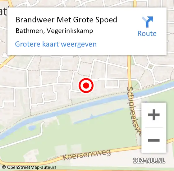 Locatie op kaart van de 112 melding: Brandweer Met Grote Spoed Naar Bathmen, Vegerinkskamp op 30 november 2022 18:59