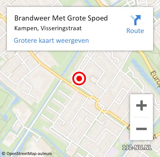 Locatie op kaart van de 112 melding: Brandweer Met Grote Spoed Naar Kampen, Visseringstraat op 30 november 2022 19:17