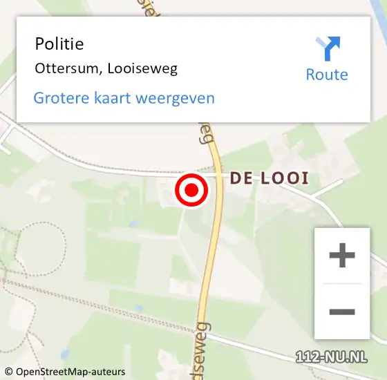 Locatie op kaart van de 112 melding: Politie Ottersum, Looiseweg op 30 november 2022 19:27