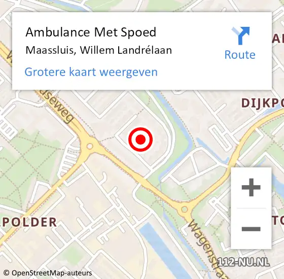 Locatie op kaart van de 112 melding: Ambulance Met Spoed Naar Maassluis, Willem Landrélaan op 30 november 2022 19:36