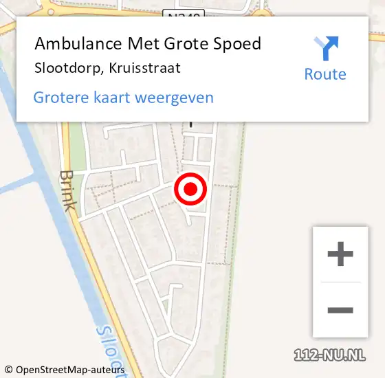 Locatie op kaart van de 112 melding: Ambulance Met Grote Spoed Naar Slootdorp, Kruisstraat op 30 november 2022 19:38