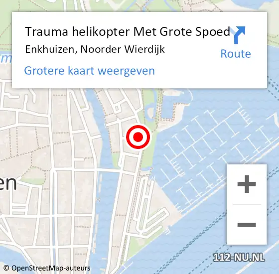 Locatie op kaart van de 112 melding: Trauma helikopter Met Grote Spoed Naar Enkhuizen, Noorder Wierdijk op 30 november 2022 20:03
