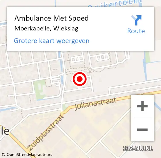 Locatie op kaart van de 112 melding: Ambulance Met Spoed Naar Moerkapelle, Wiekslag op 30 november 2022 20:05