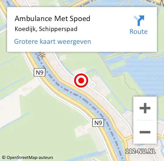 Locatie op kaart van de 112 melding: Ambulance Met Spoed Naar Koedijk, Schipperspad op 30 november 2022 20:11