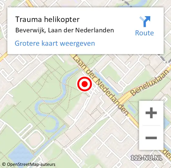 Locatie op kaart van de 112 melding: Trauma helikopter Beverwijk, Laan der Nederlanden op 30 november 2022 20:16