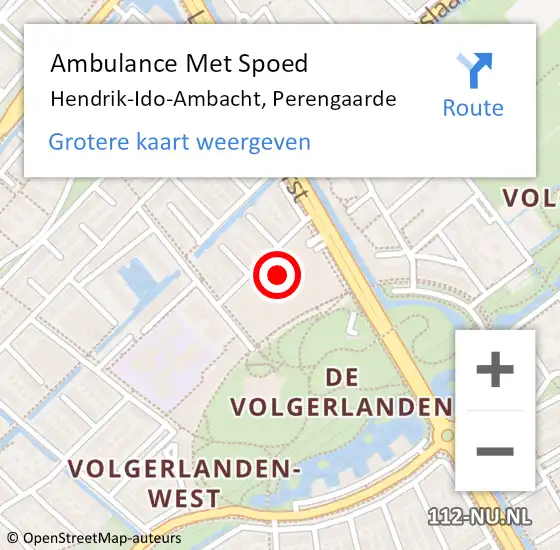 Locatie op kaart van de 112 melding: Ambulance Met Spoed Naar Hendrik-Ido-Ambacht, Perengaarde op 30 november 2022 20:28