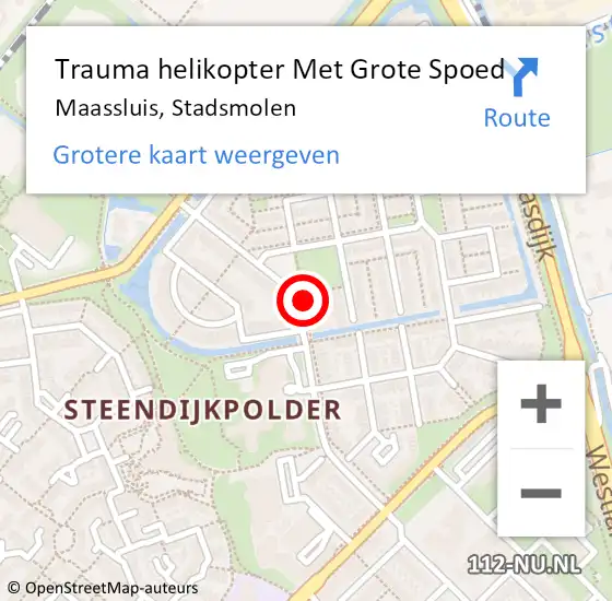 Locatie op kaart van de 112 melding: Trauma helikopter Met Grote Spoed Naar Maassluis, Stadsmolen op 30 november 2022 21:36