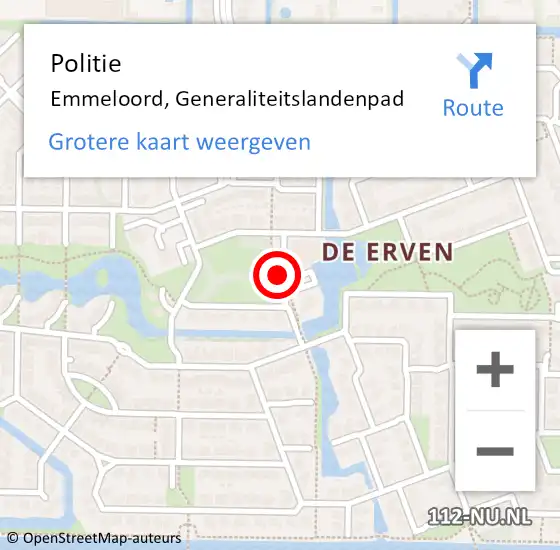 Locatie op kaart van de 112 melding: Politie Emmeloord, Generaliteitslandenpad op 30 november 2022 21:39