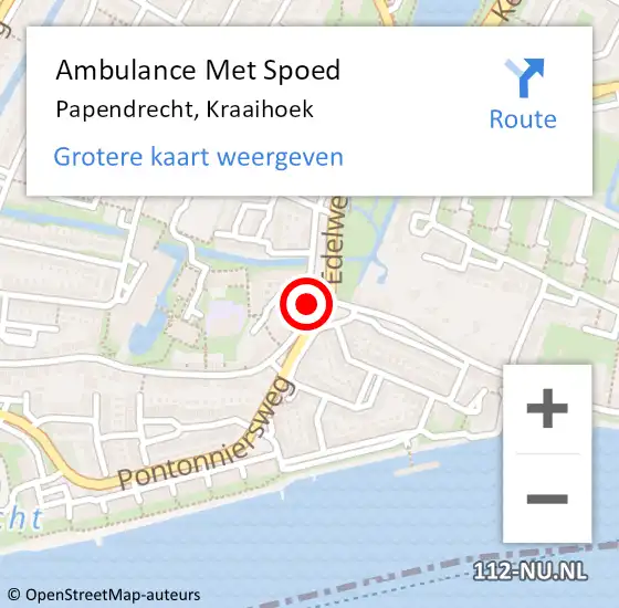 Locatie op kaart van de 112 melding: Ambulance Met Spoed Naar Papendrecht, Kraaihoek op 30 november 2022 23:43