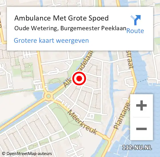 Locatie op kaart van de 112 melding: Ambulance Met Grote Spoed Naar Oude Wetering, Burgemeester Peeklaan op 1 december 2022 00:07
