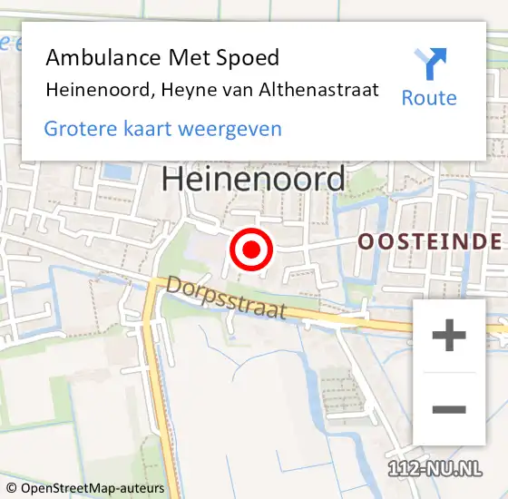 Locatie op kaart van de 112 melding: Ambulance Met Spoed Naar Heinenoord, Heyne van Althenastraat op 1 december 2022 00:17