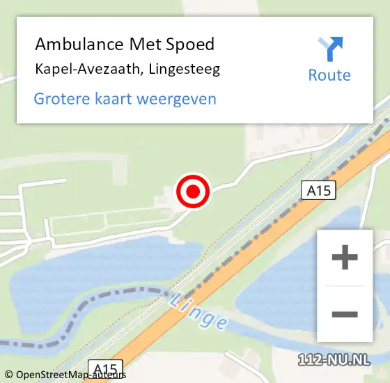 Locatie op kaart van de 112 melding: Ambulance Met Spoed Naar Kapel-Avezaath, Lingesteeg op 1 december 2022 00:36