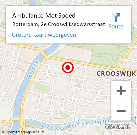 Locatie op kaart van de 112 melding: Ambulance Met Spoed Naar Rotterdam, 2e Crooswijksedwarsstraat op 1 december 2022 00:38