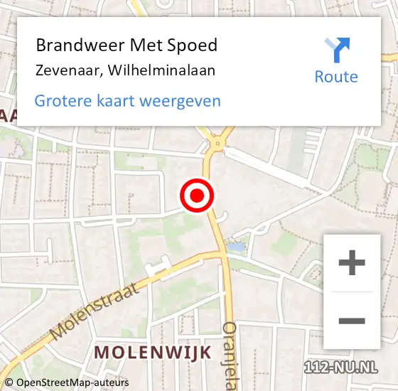 Locatie op kaart van de 112 melding: Brandweer Met Spoed Naar Zevenaar, Wilhelminalaan op 1 december 2022 00:48