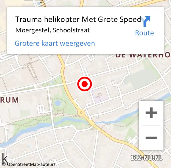 Locatie op kaart van de 112 melding: Trauma helikopter Met Grote Spoed Naar Moergestel, Schoolstraat op 1 december 2022 01:11