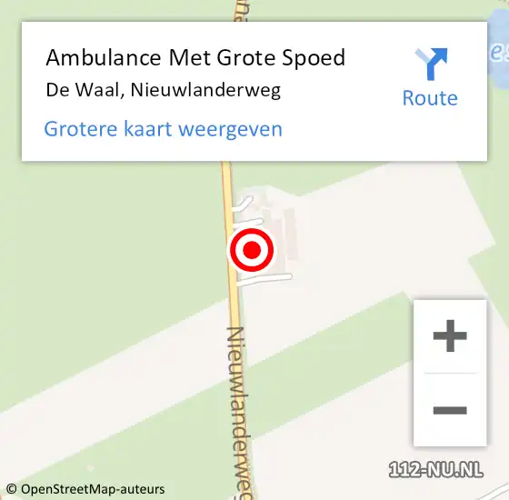 Locatie op kaart van de 112 melding: Ambulance Met Grote Spoed Naar De Waal, Nieuwlanderweg op 1 december 2022 01:45