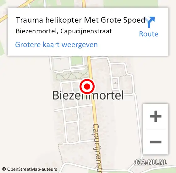 Locatie op kaart van de 112 melding: Trauma helikopter Met Grote Spoed Naar Biezenmortel, Capucijnenstraat op 1 december 2022 02:19