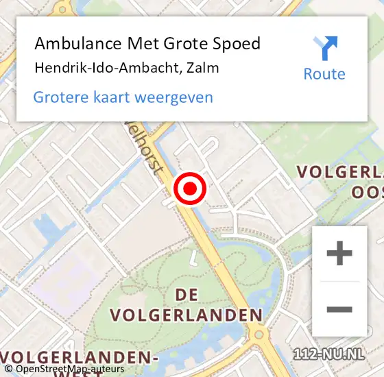 Locatie op kaart van de 112 melding: Ambulance Met Grote Spoed Naar Hendrik-Ido-Ambacht, Zalm op 1 december 2022 02:22