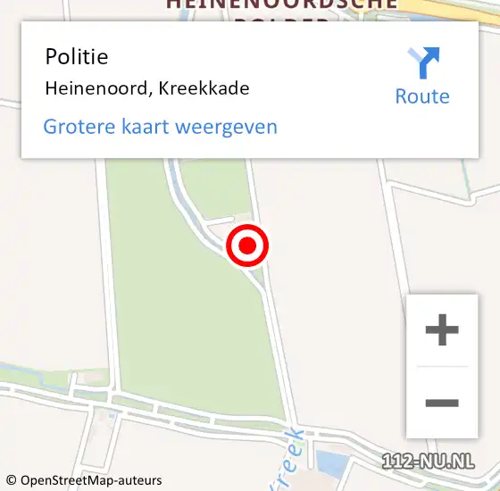 Locatie op kaart van de 112 melding: Politie Heinenoord, Kreekkade op 1 december 2022 02:27