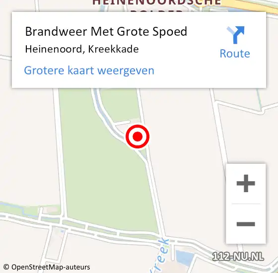 Locatie op kaart van de 112 melding: Brandweer Met Grote Spoed Naar Heinenoord, Kreekkade op 1 december 2022 02:27