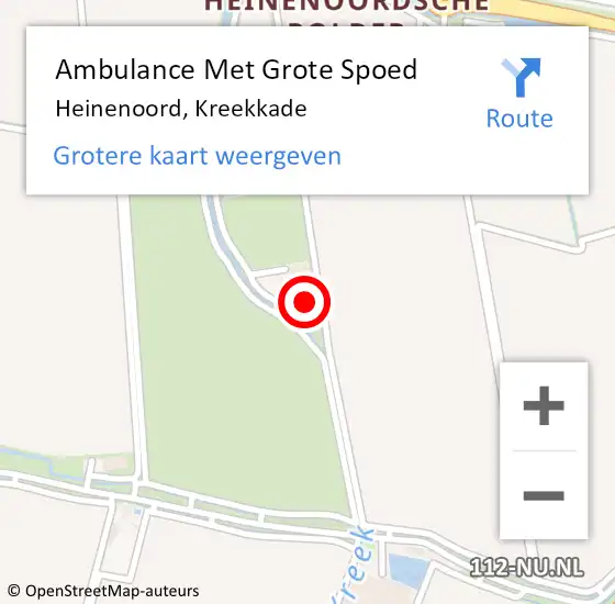 Locatie op kaart van de 112 melding: Ambulance Met Grote Spoed Naar Heinenoord, Kreekkade op 1 december 2022 02:28